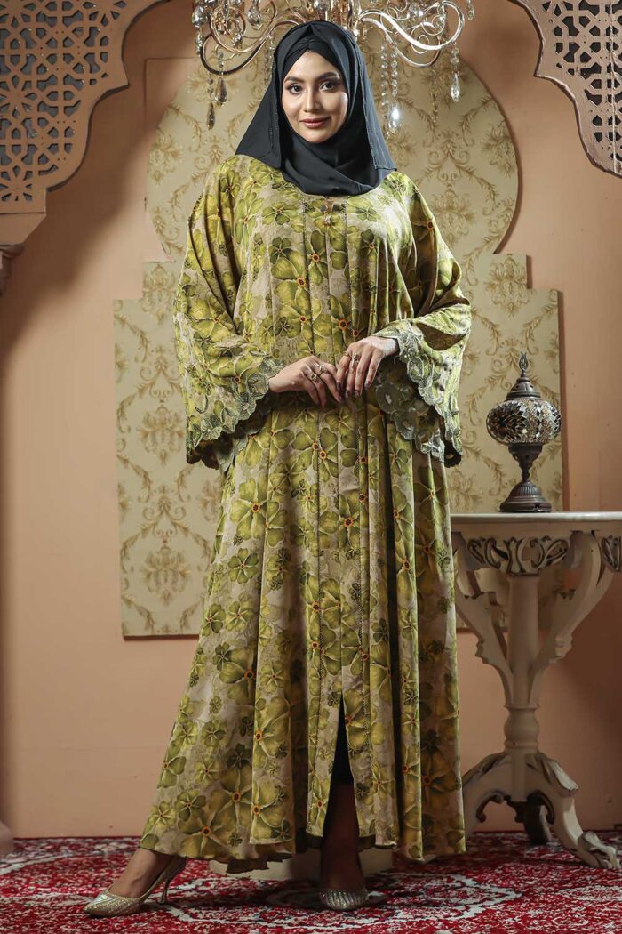 Dark Chocolate Color Gown Borka with Stone Work - Image 2