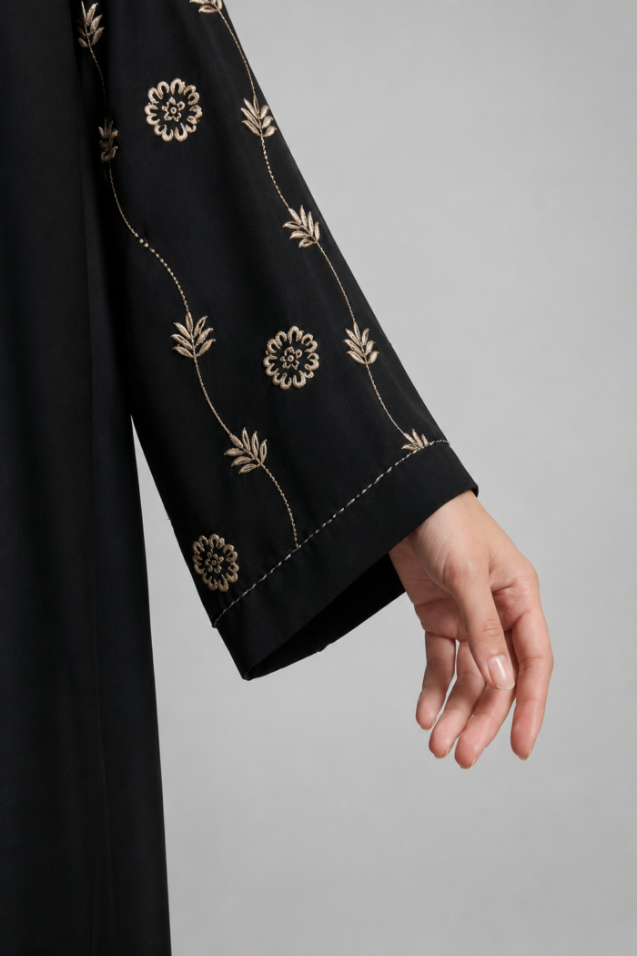 Extra Koti Black Borka with Embroidery & Karchupi Lace - Image 3